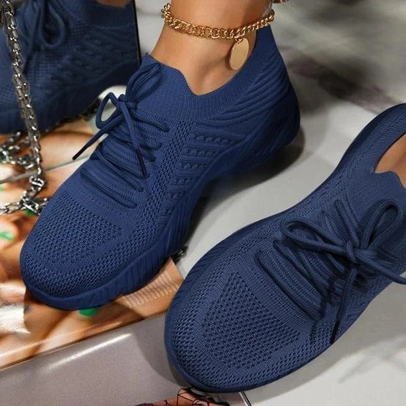 Nisha | Stylish Knit Lace-Up Sneakers for Women | Casual Footwear