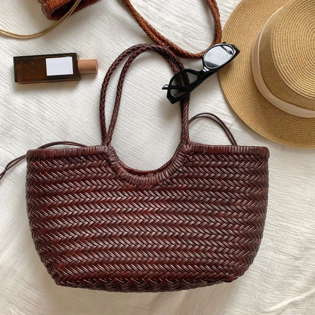 Kathy | Women's Leather Woven Tote Bag