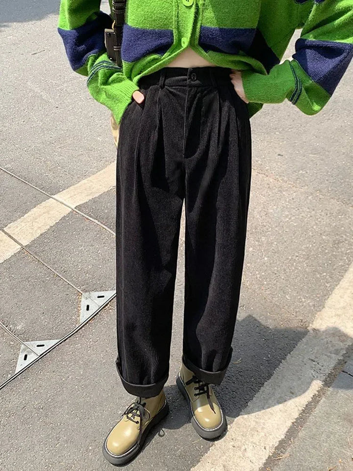 Women's High Waist Cozy Corduroy Trousers