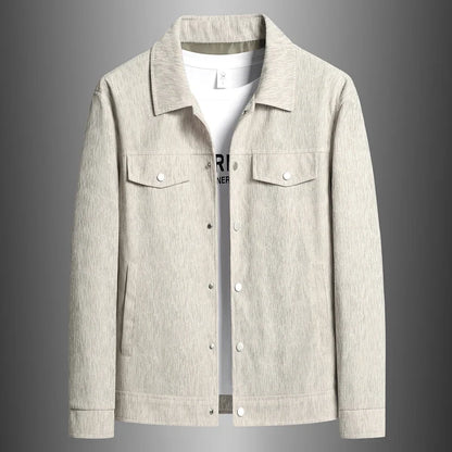 Men's Corduroy Casual Jacket with Turn-Down Collar and Pockets