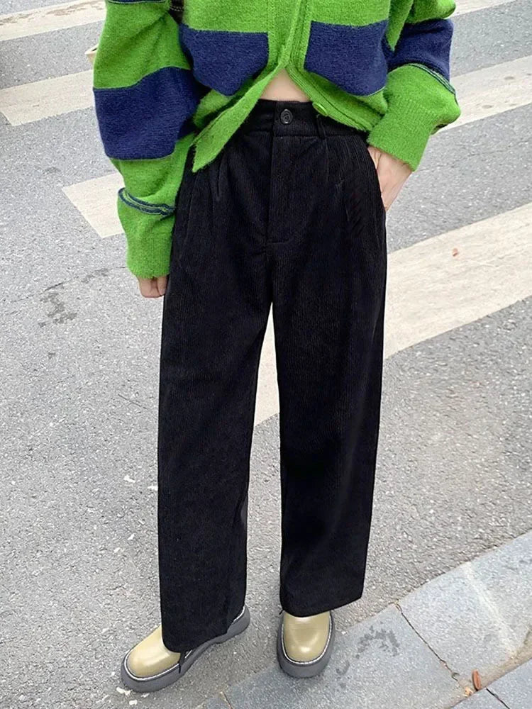 Women's High Waist Cozy Corduroy Trousers