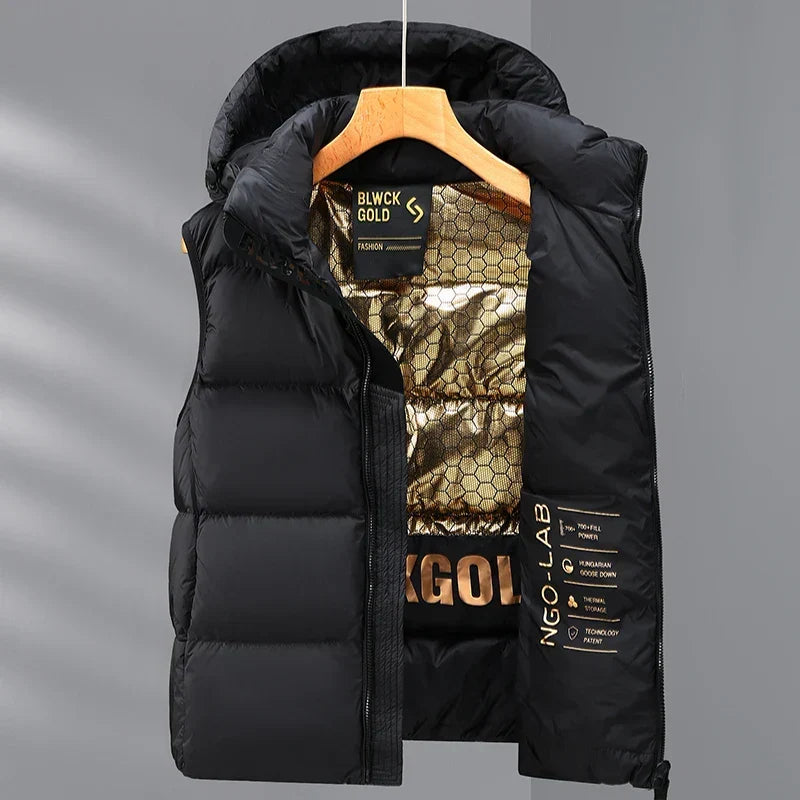 Men's Warm Quilted Down Vest - Cotton Blend for Autumn Wear