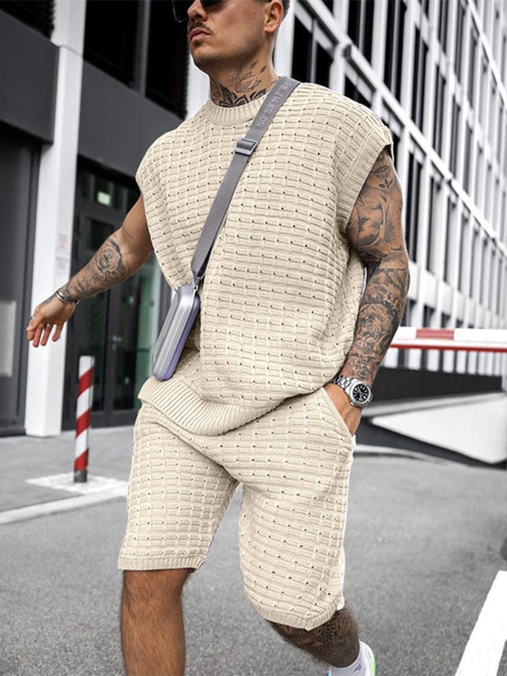 John | Men's High-Quality Knitted Leisure Set for Summer