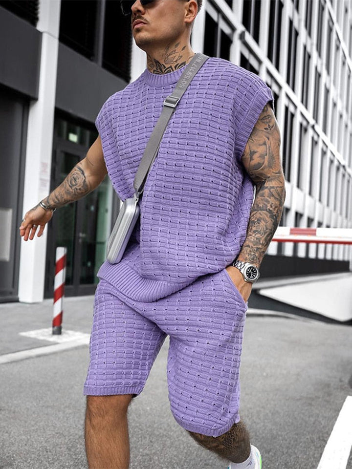 John | Men's High-Quality Knitted Leisure Set for Summer