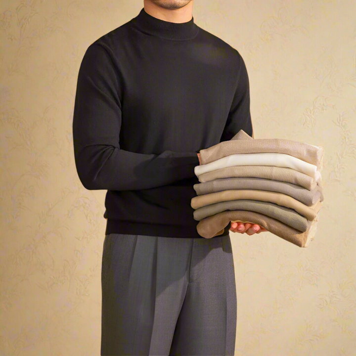 Men's Classic Wool Turtleneck Sweater - Elegant & Comfortable
