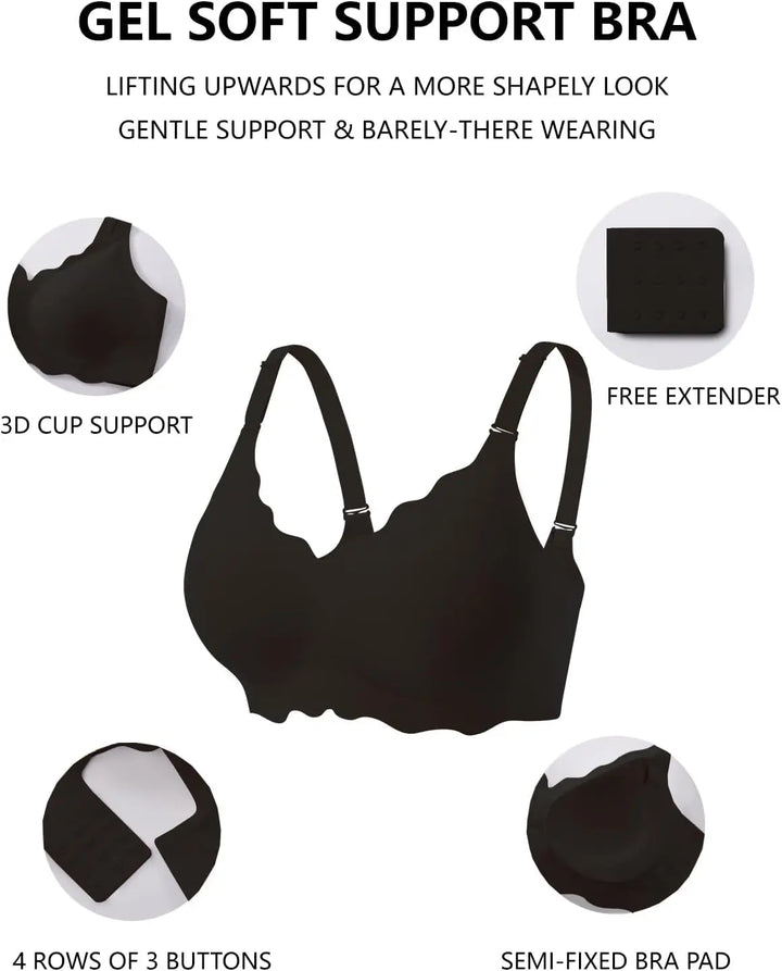 Women's Wireless Scalloped Push Up Bralettes - Soft Comfort Bra