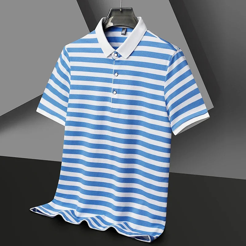 Men's Striped Cotton Polo Shirt