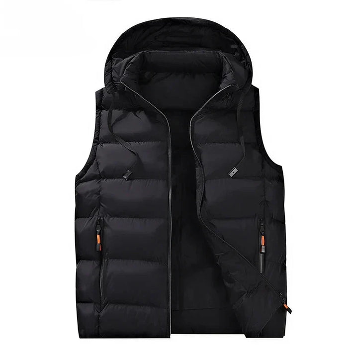 Men's Quilted Hooded Vest - Essential Warm Layer for Winter