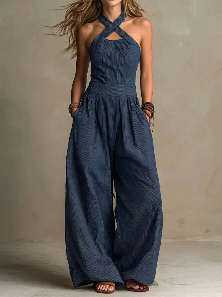 Sabrina | Women's Halter Wide Leg Jumpsuit-Omni Prime Goods