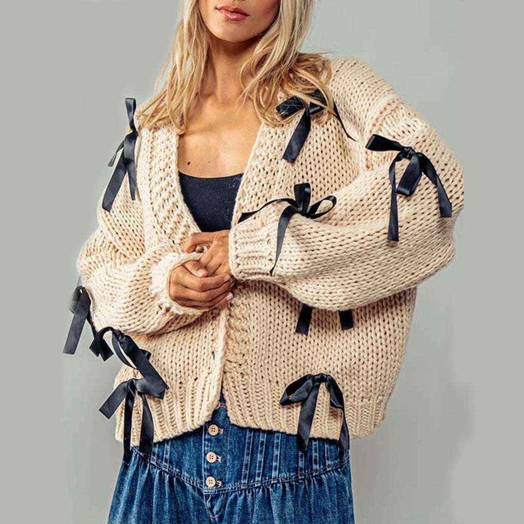 Women's Stylish Bow Detail Cardigan