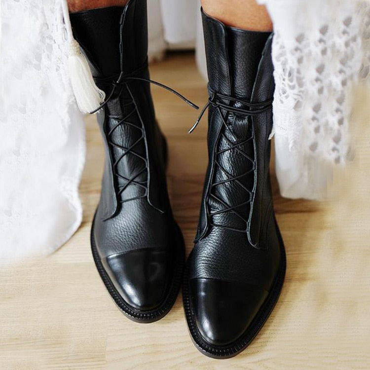 Sapphira | Women’s Lace-Up Leather Ankle Booties-Omni Prime Goods