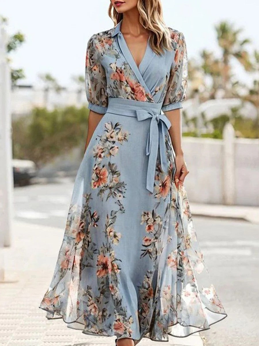 Sara | Women's V-Neck Wrap Maxi Dress for Effortless Style-Omni Prime Goods