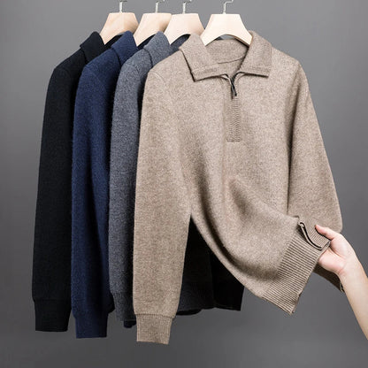 Men's Knit Quarter-Zip Sweater with Tailored Fit and Soft Blend