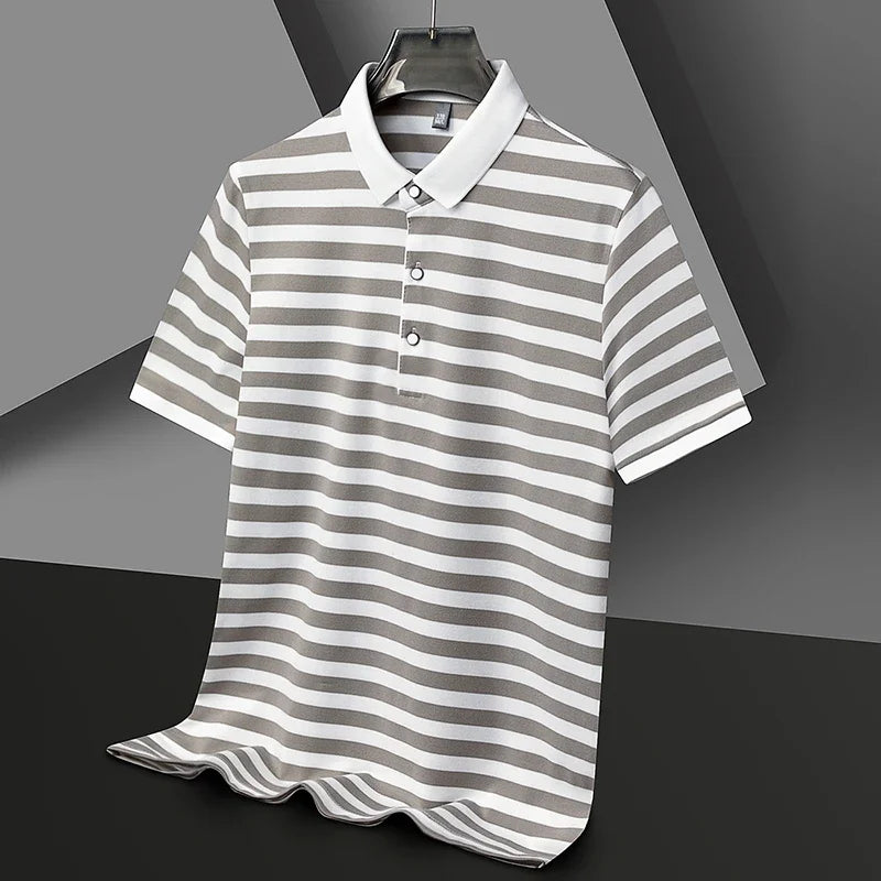 Men's Striped Cotton Polo Shirt