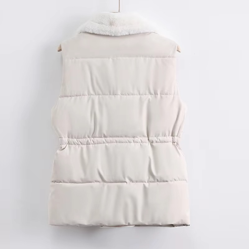 Women's Sleeveless Down Cotton Vest with Suit Collar for Fall/Winter