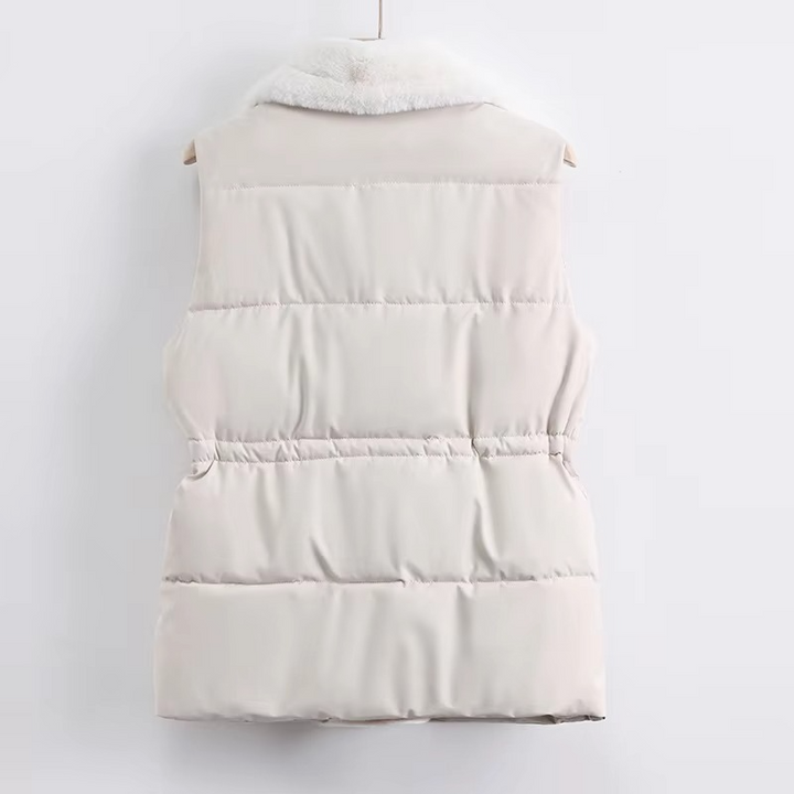 Women's Sleeveless Down Cotton Vest with Suit Collar for Fall/Winter