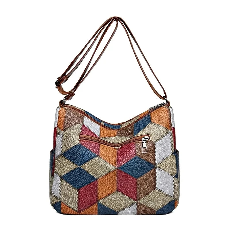 Pamela | Women's Vegan Leather Patchwork Shoulder Bag