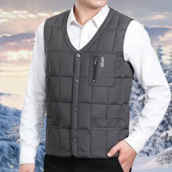 Men's Lightweight Down Vest - V Neck, Polyester Winter Jacket