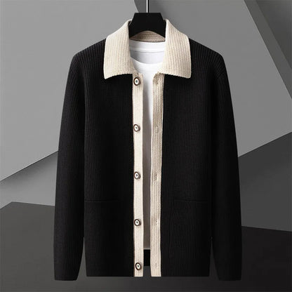 Cárdigan de punto tejido a mano para hombre, suave y cómodo, de calidad prémium