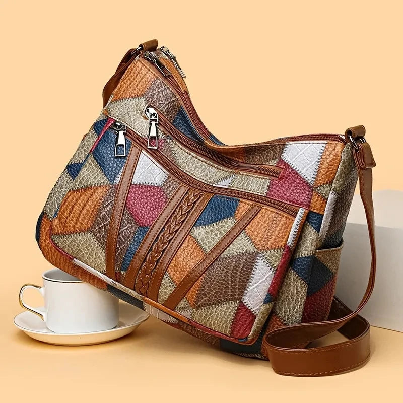 Pamela | Women's Vegan Leather Patchwork Shoulder Bag