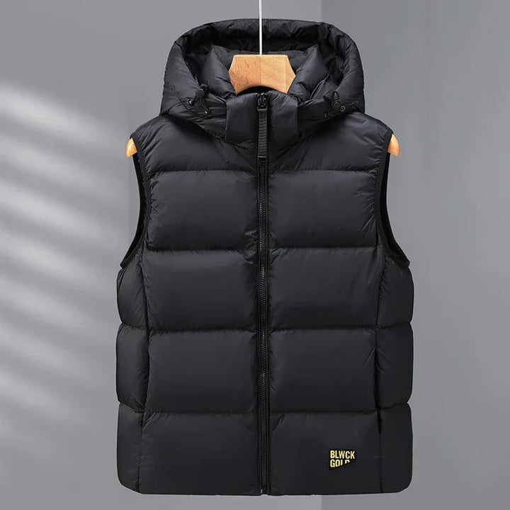 Men's Warm Quilted Down Vest - Cotton Blend for Autumn Wear