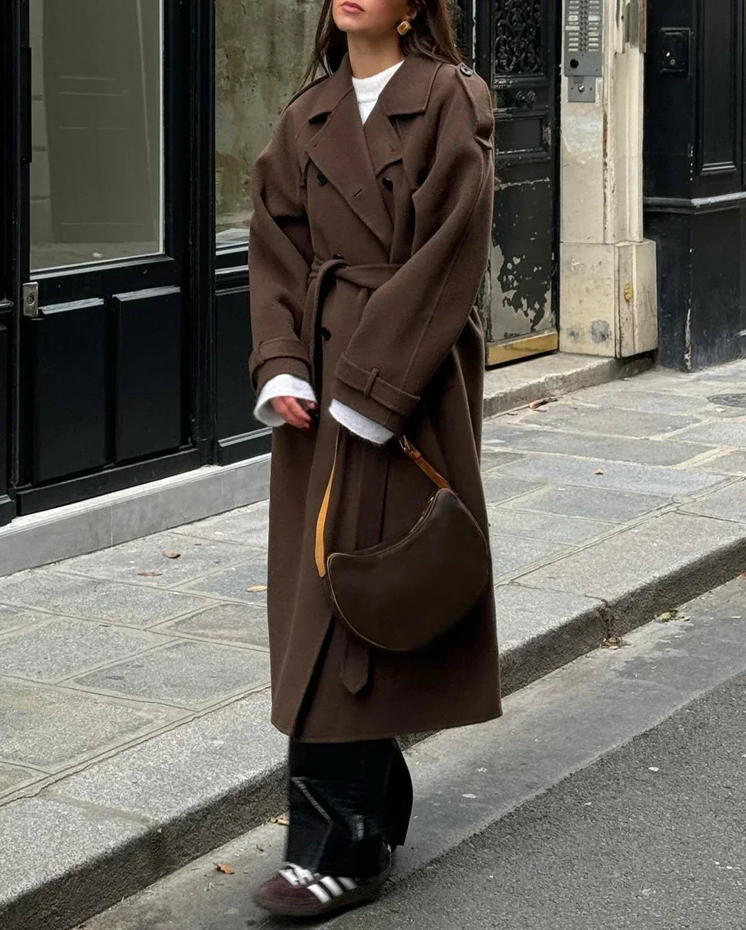 Women's Classic Belted Long Trench Coat