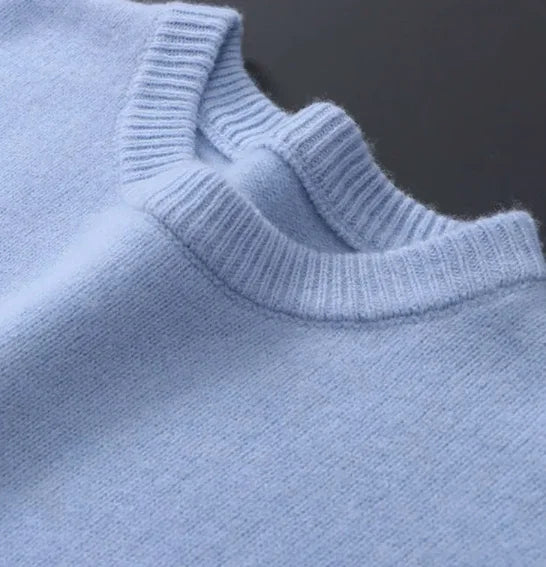 Men's Warm Mohair Pullover Sweater - Blue