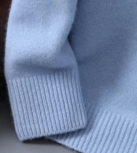Men's Warm Mohair Pullover Sweater - Blue