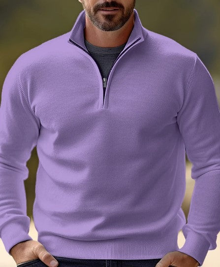Men's Quarter-Zip Sweater with Relaxed Fit for Everyday Comfort
