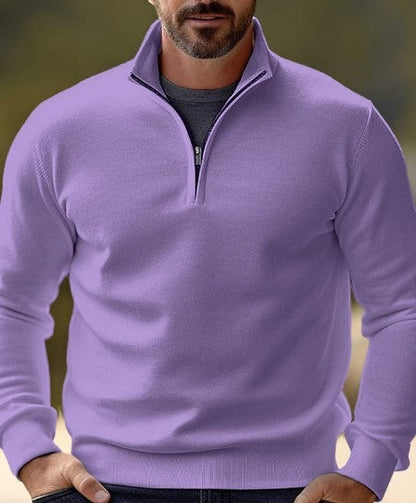 Men's Quarter-Zip Sweater with Relaxed Fit for Everyday Comfort