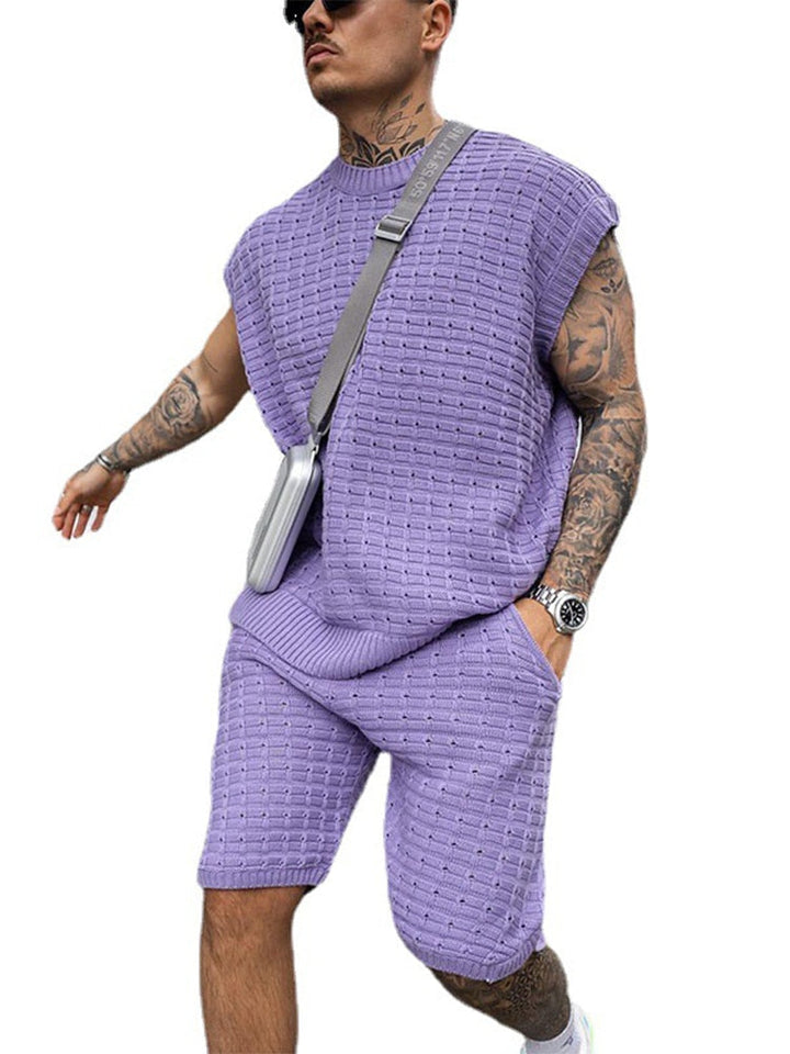 John | Men's High-Quality Knitted Leisure Set for Summer
