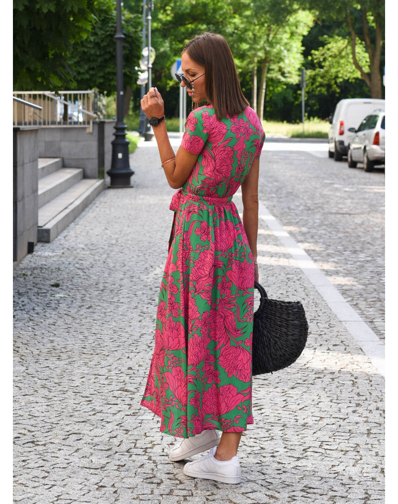 Marlene | Women's Floral V-Neck Wrap Midi Dress
