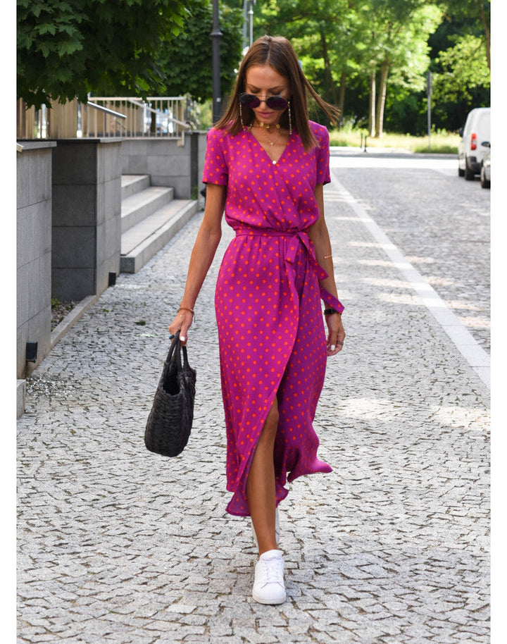 Marlene | Women's Floral V-Neck Wrap Midi Dress