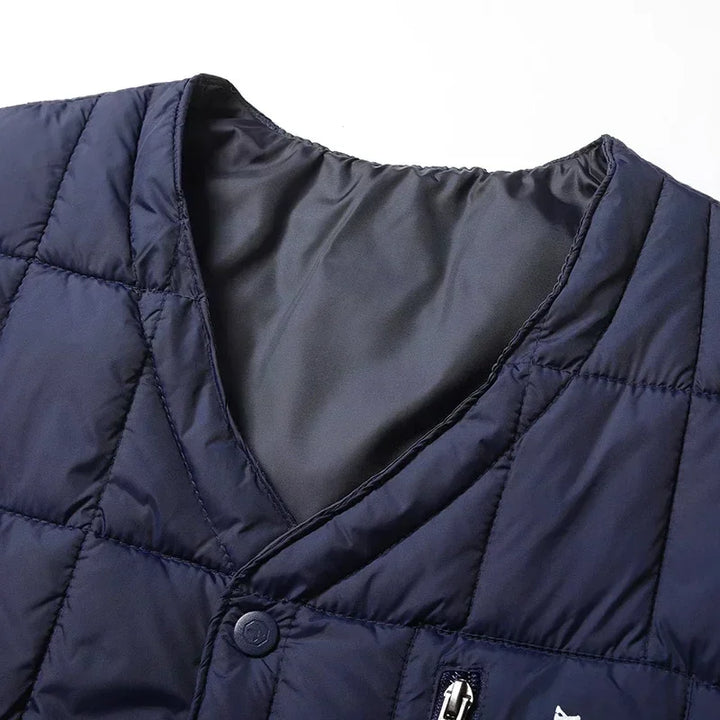 Men's Lightweight Down Vest - V Neck, Polyester Winter Jacket