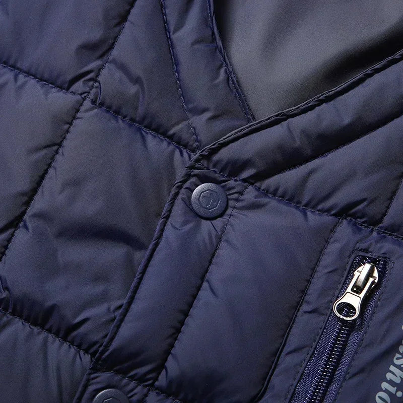 Men's Lightweight Down Vest - V Neck, Polyester Winter Jacket