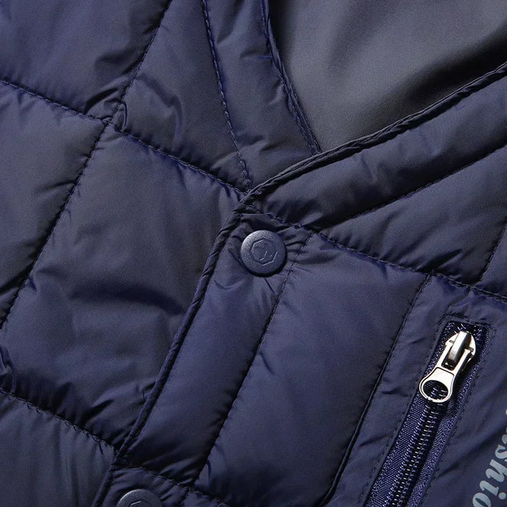 Men's Lightweight Down Vest - V Neck, Polyester Winter Jacket
