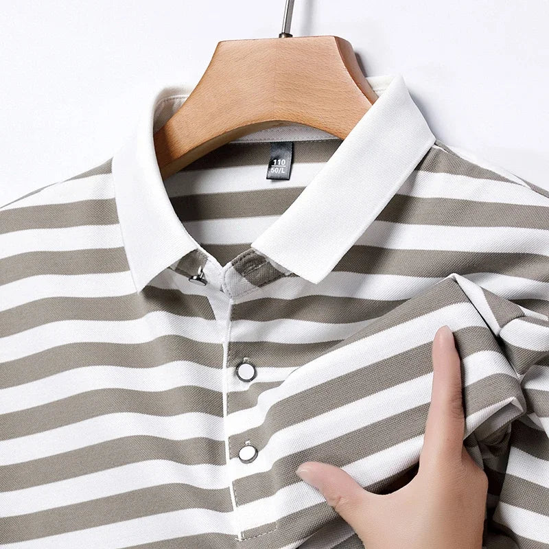 Men's Striped Cotton Polo Shirt
