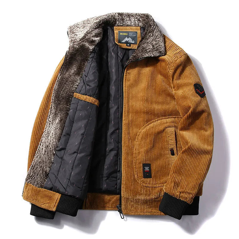 Men's Stylish Bomber Jacket with Cozy Collar and Functional Pockets