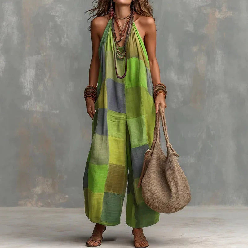 Selene | Women's Boho Halter Jumpsuit-Omni Prime Goods