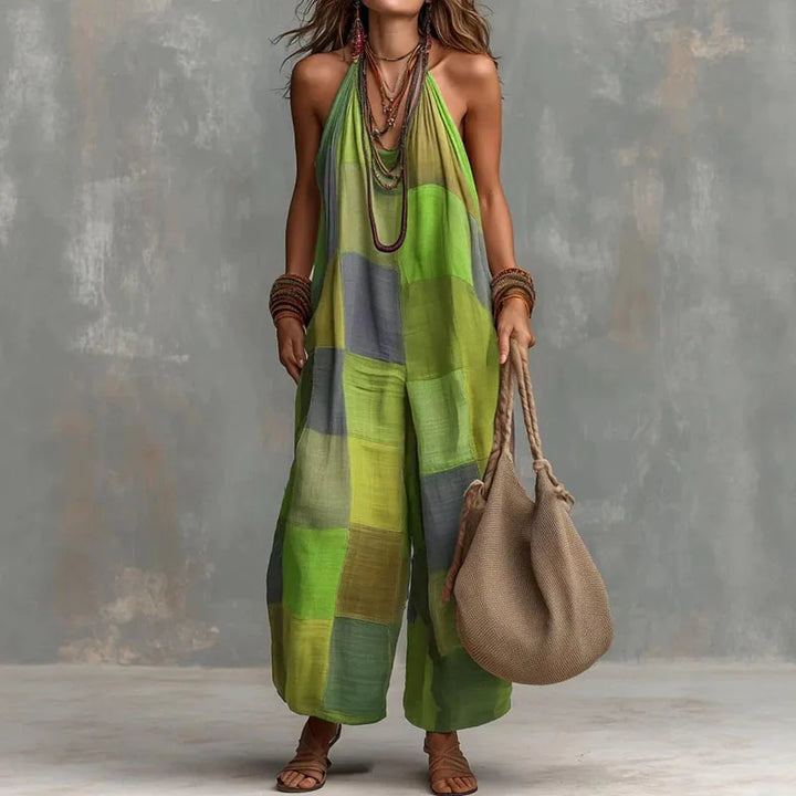 Selene | Women's Boho Halter Jumpsuit-Omni Prime Goods