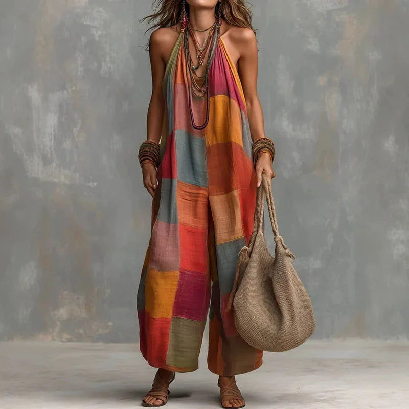 Selene | Women's Boho Halter Jumpsuit-Omni Prime Goods