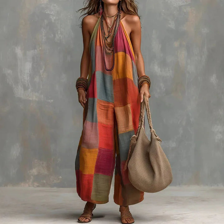 Selene | Women's Boho Halter Jumpsuit-Omni Prime Goods