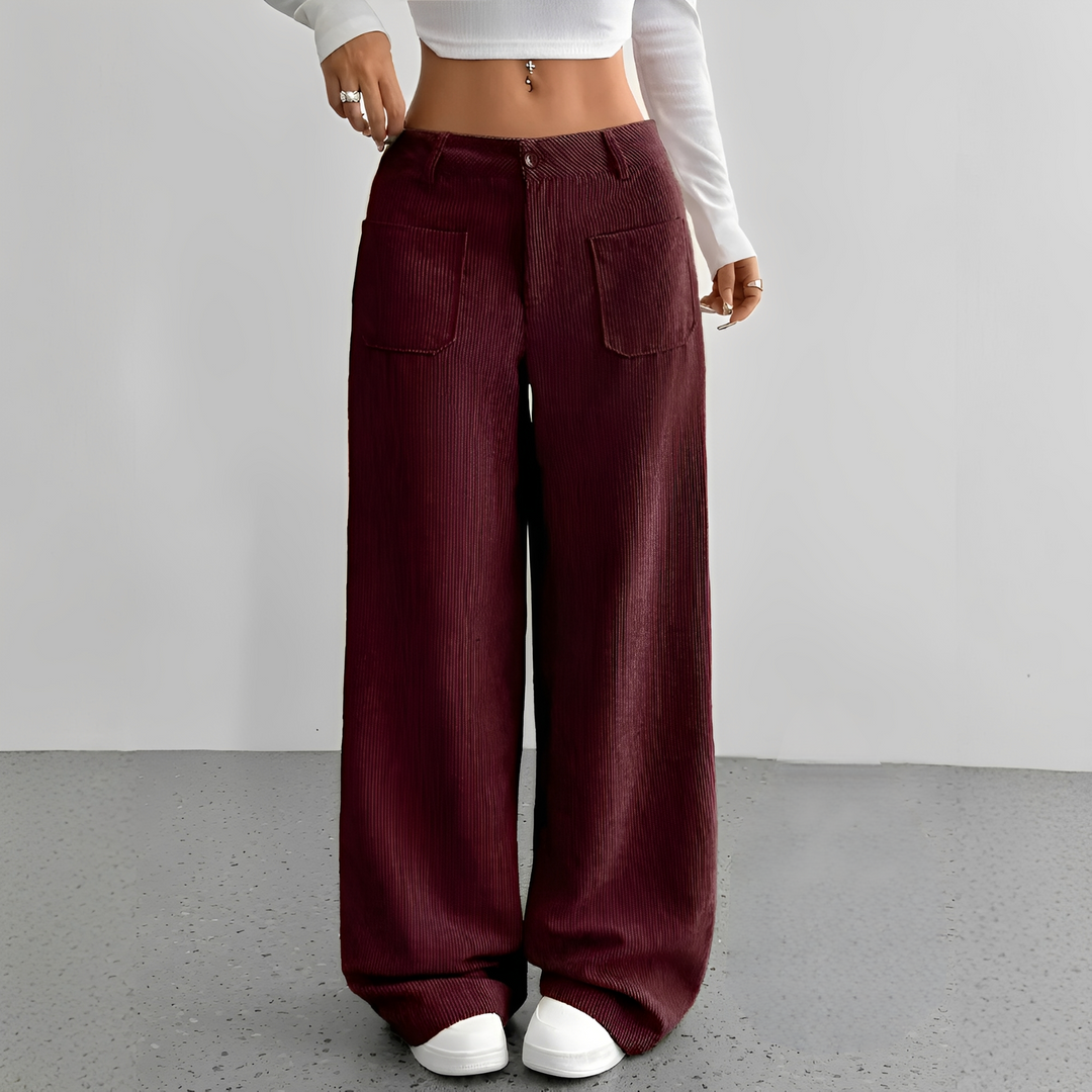 Isabelle | Women's High-Waisted Corduroy Trousers