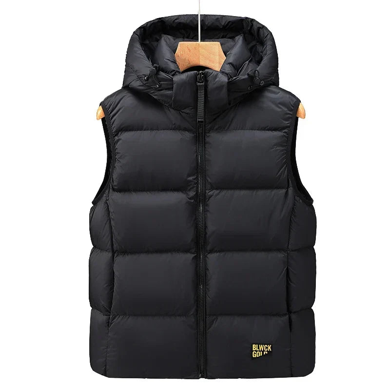 Men's Warm Quilted Down Vest - Cotton Blend for Autumn Wear