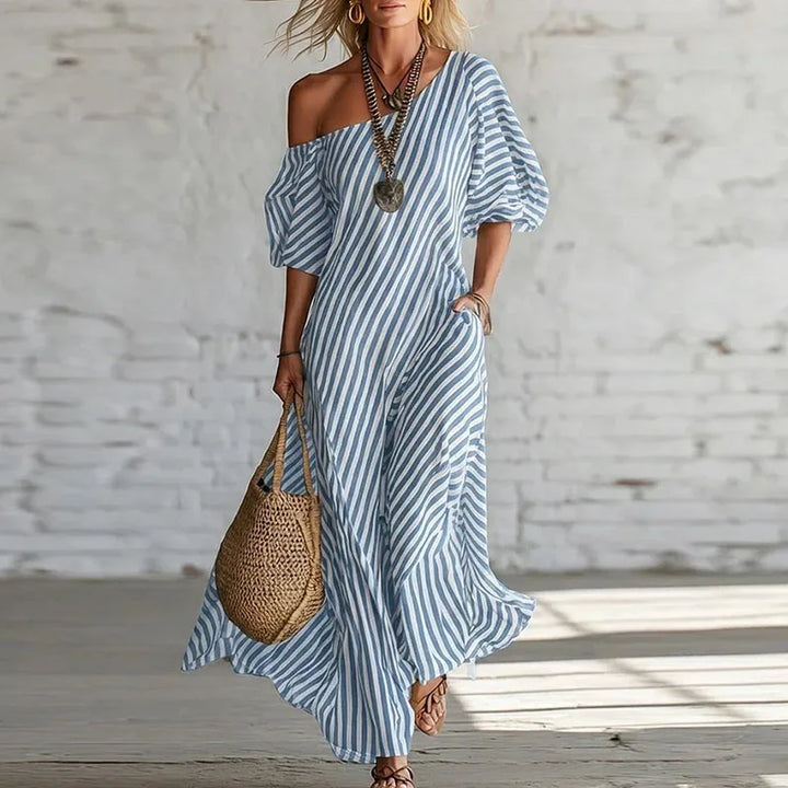 Sian | Women's One Shoulder Puff Sleeve Dress-Omni Prime Goods