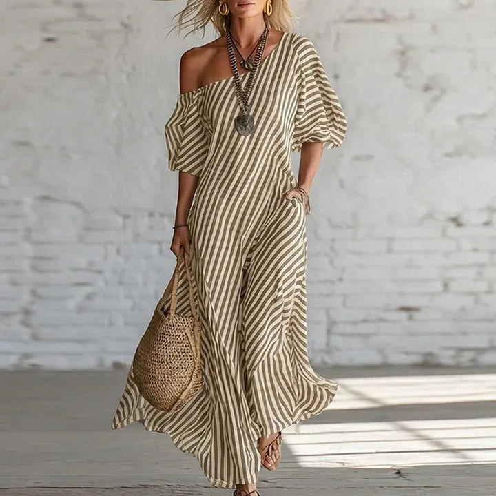 Sian | Women's One Shoulder Puff Sleeve Dress-Omni Prime Goods