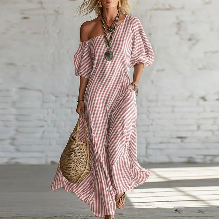 Sian | Women's One Shoulder Puff Sleeve Dress-Omni Prime Goods