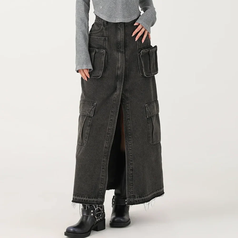 Sierra | Women's Cargo Pocket Denim Skirt-Omni Prime Goods