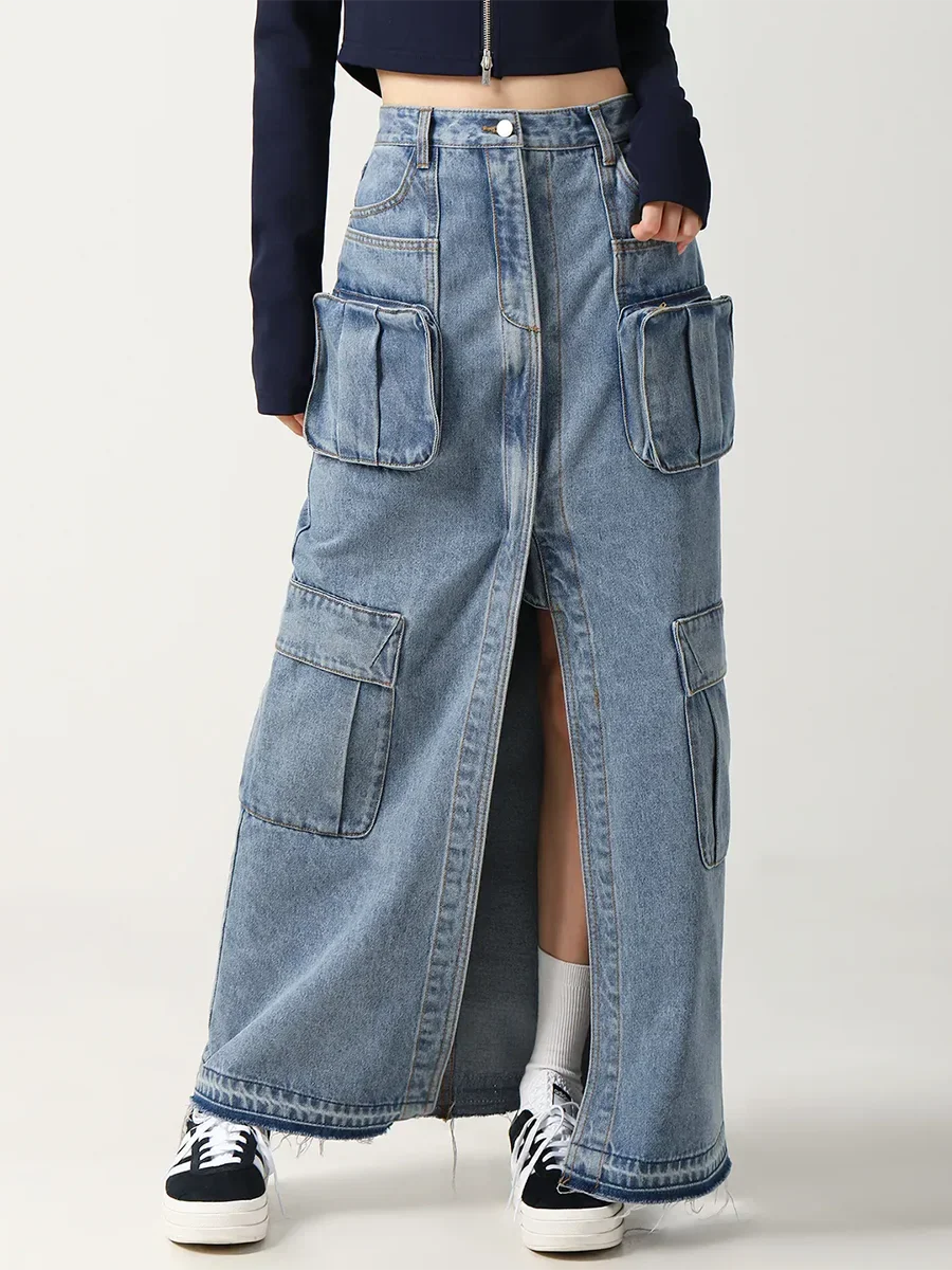 Sierra | Women's Cargo Pocket Denim Skirt-Omni Prime Goods