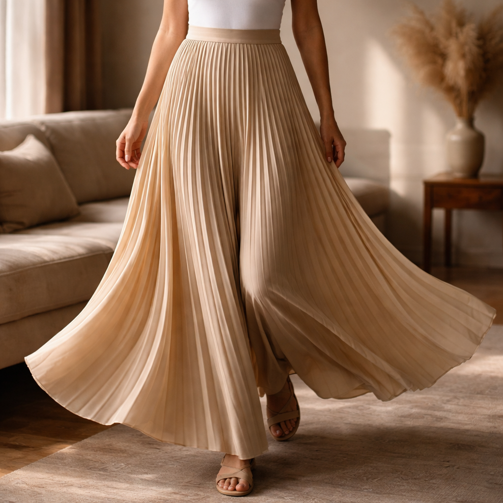 Simona | Women's Pleated A-Line Skirt-Omni Prime Goods